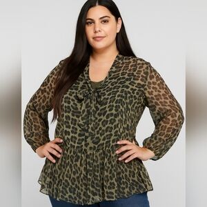 ITALIAN Silk Blend Bow Tie Bouse with Camisole long Slv Sz 14-16